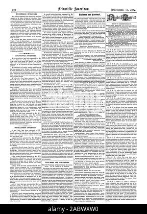 Les inventions techniques. Les inventions agricoles. De nouvelles INVENTIONS DIVERS LIVRES ET PUBLICATIONS., Scientific American, 1884-12-11 Banque D'Images