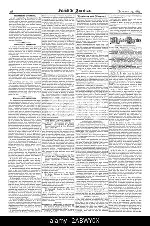 Les inventions techniques. Les inventions agricoles. Dispositions diverses inventions. Nouveaux LIVRES ET PUBLICATIONS., Scientific American, 1885-01-11 Banque D'Images