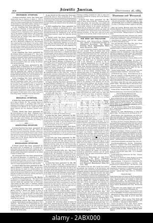 Les inventions techniques. Des inventions mécaniques. Les inventions agricoles. Nouveaux LIVRES ET PUBLICATIONS., Scientific American, 1885-09-11 Banque D'Images