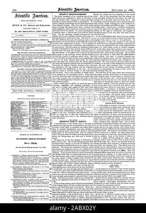 MUNN & CIE éditeurs et propriétaires. No 361 BROADWAY NEW YORK. Conditions POUR LE SCIENTIFIC AMERICAN. Le Scientific American Scientific American Supplement Édition exportation. Table des matières. 1cv. Pour la semaine se terminant le 31 octobre 1885. PAGE Chasing filetage des vis. Carreaux de papier., 1885-10-31 Banque D'Images