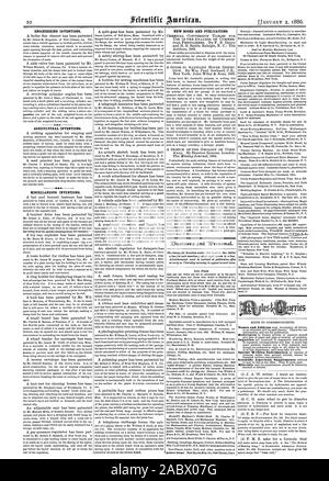 Les inventions techniques. Les inventions agricoles. Dispositions diverses inventions. Nouveaux LIVRES ET PUBLICATIONS., Scientific American, 1886-01-11 Banque D'Images