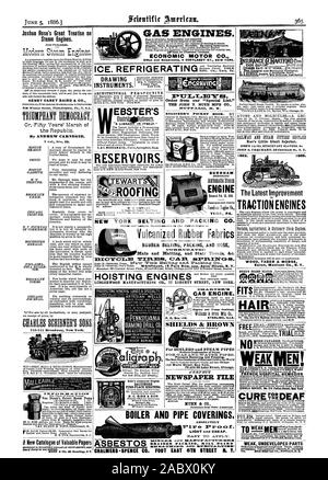 La faiblesse des régions inexploitées de moteurs à gaz. Coffre-fort simple. Durable économique Pas d'assurance supplémentaire. INSTRUMENTS ÉCONOMIQUES MOTOR CO.. New York. PERSPECTIVE ARCHITECTURALE E CEST E RIS "UNE GLACE. Dispositif de NEW YORK ET de courroies en caoutchouc vulcanisé PACKING CO. Fabrics nattes et les marches d'escalier &c. LIDGERWOOD CO. 77 LIBERTY STREET NEW YORK. Lumière et bon marché. Chaudière et les revêtements de tuyaux. CAS ABSOLUMENT MOTEUR. Euglnee et pompes sterling combiné maux. SHIELDS & BROWN POUR LES CHAUDIÈRES ET LES TUYAUX DE VAPEUR Réduit la condensation de la vapeur. D'une valeur de 143 Street New York. l'Éditeurs ERFECT ScrE.I-TTIErc-AMÉRICAIN Banque D'Images