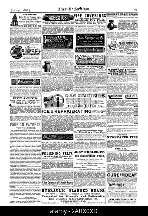 L'AMÉLIORATION DE FILAMENT. Les feutres de polissage du moulin. Nouveauté ELECTRIC CO. CATALOGUES MOTEURS MODÈLE GRATUITEMENT. École d'ingénierie. Les Indiens. VAN LOOSEPULLEYOILER UZEN'S BREVET '. Ca ENCINE. P. 0. Fort 148. STERLING MALADE. Journal CINCINNATI O. An'I'ERFECT' PILE MINN & CO. la faiblesse des régions inexploitées de textiles faits entièrement de l'amiante. L'épreuve du feu absolument. SHEATBING LA FIBRE DE CIMENT ET DE SPÉCIALITÉS DE MOTEURS À GAZ. Moteur économique CO. ICE& REFRIGERATING Brevet. YORK MFG. CO. York pa la seule véritable Traité sur le sujet. Le moulin comme un entraînement principal. MUNN & CO. 361 Broadway New York. Juste Banque D'Images