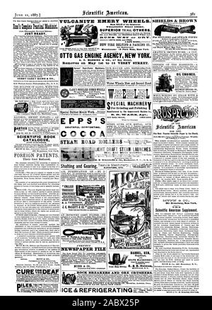 CHICAGO. Baril fût Hogshead discontinue des machines. fabriqués par SHIELDS & Brown pour les chaudières et les tuyaux de vapeur de gaz pour la transpiration et empêche le gel. D'une valeur de 143 Street New York. 78 et 80 Lake Street, Chicago. Les moteurs de l'huile. Moteur SHIPMAN CO. DE LA POUR 1887. Document scientifique les plus populaires dans le monde. Seulement 93,00 dollars par an y compris l'affranchissement. Une fois par semaine. 52 numéros par an. 301 Broadway New York. Scientific American Supplement. MUNN & Co 361 Broadway N. Y. VULCANITE EMERY ROUES. Fait de solides de la célèbre EMERY MILLS WELLINGTON. 1 =L 1 7 3 3 Vétérinaire 'X' ou MI IR. C. COUPE COOL et libre. La roue d'un coffre-fort. NEW YORK Banque D'Images