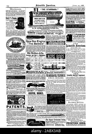 Nouveau moteur à gaz, "Le Baldwin' Otis Brothers & Co. d'ascenseurs et de machines de levage SECT failakiii couvrant C Philadelphie. Les agents locaux voulaient partout. ta0vertisernertfo. 'Brosse à dents réforme.' EST-CE économique ? Denver Falls Pa. Whitcomb Lathe Webster télescopes Pied-leur l'histoire et les découvertes faites avec le professeur E. S. UNE themBy S Easton Penn. LE IFirtiw . . Chauffage à vapeur. 52 numéros par an. mesure t Scientific American Supplement. Publication de l'architecture dans le monde. Vendu par un . MUNN & CO. les éditeurs à l'intérieur de la page. chaque insertion 75 cents ligne. Philadelphie et Chicag cents. En Banque D'Images