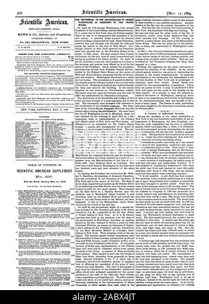 II peut 1889. Publié chaque semaine à 0. D. MUNN. A. E. BEACH. Conditions POUR LE SCIENTIFIC AMERICAN. Le Scientific American Supplement contenu. TABLE DES MATIÈRES DE SCIENTIFIC AMERICAN SUPPLEMENT Pour la semaine se terminant en mai 1889. PAGE tion et les précautions à prendre pour obtenir de bons résultats 33 LE CENTENAIRE DE L'INAUGURATION DE GEORGE WASHINGTON COMME PRÉSIDENT DES États-unis. 131AISIMIED IDSTA 1E345, 1889-05-11. Banque D'Images