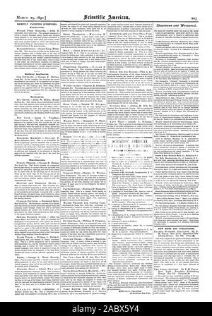 Récemment les inventions brevetées. L'ingénierie. Couloir d'appareils ménagers. Mécanique. Divers. Édition du bâtiment. Numéro de mars.-(no 53.) NOUVEAUX LIVRES ET PUBLICATIONS, Scientific American, 1890-03-29 Banque D'Images