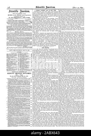 1845 N°361 BROADWAY NEW YORK. Conditions POUR LE SCIENTIFIC AMERICAN. Le Scientific American Supplement Building Edition. Table des matières. SCIENTIFIC AMERICAN SUPPLEMENT : 10 cents. En vente par tous les newsdealere. Une page de paiement hebdomadaire DROIT À NEW YORK. CULT URE. Riz, 1890-05-31 Banque D'Images