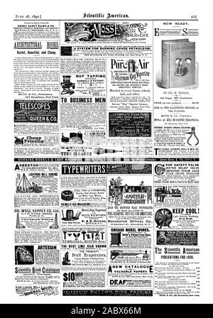 Substitut du charbon ou du coke. 100 gallons de pétrole contre 9400 livres de charbon. Un SYSTÈME DE GRAVURE DE PÉTROLE BRUT MACHINE-écrou. DURRELL'S PATENT.e0MPLETE LE PLUS HAUT RANG DE VAPEUR °Mee 59 Liberty Street maintenant prêt. HENRY CAREY BAIRD & CO. utile belle et bon marché. SPYGLASSES & télescopes astronomiques REINE &CO. Pour les hommes d'affaires 361 Broadway. New York. Tuyau de soufflage air CONTINUOUSAEXPENSIVEREABLE Chicopee Falls Massachusetts Boston New York Philadelphie ou Chicago. 1VALTIC:01 %T.ZILL !STEEL TUBE CLEANER . Le Chalmers-SPENCE CO. Fabricant. Bien-éclair de machines de fabricants. L'American Banque D'Images