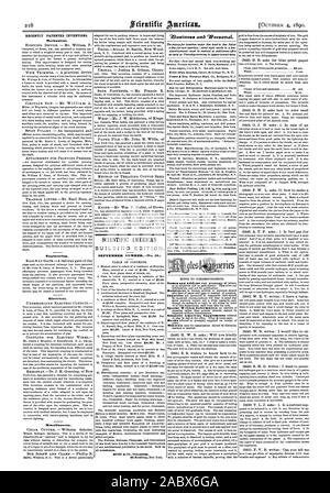 Récemment les inventions brevetées. Mécanique. L'ingénierie. Installation électrique. Divers. SCIENTIFIC AMERICAN BUILDING EDITION. Numéro de septembre.-(no 59.), 1890-10-11 Banque D'Images