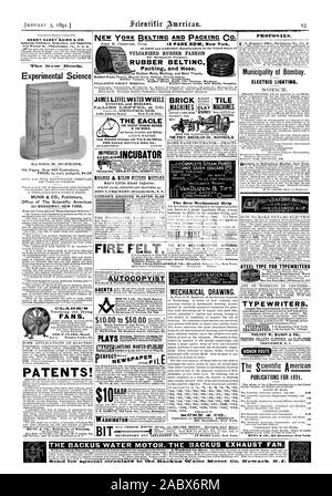 Plus ancienne et la plus importante des fabricants aux États-Unis en caoutchouc vulcanisé pour tissus fins mécanique. BELTINC en caoutchouc et d'emballage flexible. Bagues caoutchouc rondelles ressorts voiture roule. HENRY CAREY BAIRD &CO. Les libraires et éditeurs industriels importateurs les sciences expérimentales 740 pages. Plus de 680 illustrations. Par la poste : $4.00 postpaid Bureau du Scientific American 361 BROADWAY NEW YORK. Patène NIUNN & CO. procureurs de brevets et LES MOTEURS DES CHAUDIÈRES. 0a Liberté Street New York City. L'EACLE DANS LE MONDE. L'AIGLE LOCATION MFG. Coûts CO.7. Fl E FE PROPOSITIONS. .4k. MG le S. GEO. P. Clark fabr Banque D'Images