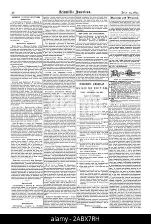 Récemment les inventions brevetées. L'ingénierie. Appareils mécaniques. Nouveau bâtiment DES MALAPPRIS ET PUBLICATIONS EDITION. Numéro de juillet.-(no 69.) un tWersonat ZIusiness «. Agricole. Divers., Scientific American, 1891-07-11 Banque D'Images