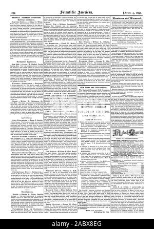 Récemment les inventions brevetées. Appareils de fer. Nouveaux LIVRES ET PUBLICATIONS., Scientific American, 1892-04-11 Banque D'Images