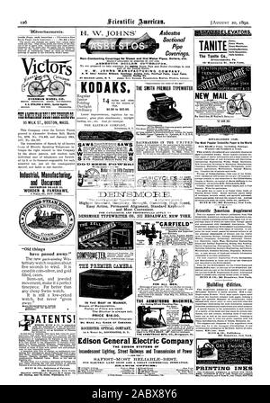 Les revêtements de tuyaux en coupe. Non-Conducting pour revêtements de tuyaux d'eau chaude et vapeur chaudières etc. H. W. JOHNS MANUFACTURING COMPANY Roofing Amiante Etc. KODAKS. Moteur à gaz CHARTE CO. LE PREMIER MINISTRE SMITH AUX FAISEURS DE MACHINE À ÉCRIRE SUR LES PAIEMENTS FACILE cifr 3:301TS101R = 'vieilles choses ATENTS ! TEAMMICAITILLIEPEN : CO. 95 BOSTON ST LAIT MASSE. La fabrication industrielle et Uncurrent WORDEN & Jfbverti "FANSHAWE 749ent. OVERMAN ROUE. CO. HOUTON. L'État de Washington. DENVER. SAN FRANCISCO. A. G. SPALDING & BROS. Les agents spéciaux de Chicago. New York. PHI R. 'E'G R AV E ASCENSEURS. Emery Emery Roues affiler Banque D'Images