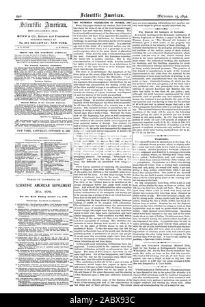 Semaine se terminant le 15 octobre 1892. augmentation de l'ammoniac 140f15 LA CÉLÉBRATION D'OCTOBRE 1892 de la Colombie-Britannique. L'industrie des huiles minérales de l'Ecosse. Oxyphenine., Scientific American, 1892-10-15 Banque D'Images