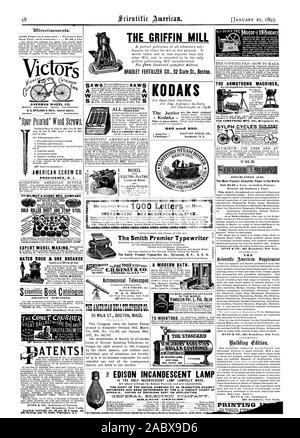 OSTON CO. ROUE OVERMAN. L'État de Washington. DENVER. SAN FRANCISCO. A. G. SPALDING & BROS. Les agents spéciaux de Chicago. New York. Philadelphie. AMERICAN SCREW CO. SCIENTIFIC AMERICAN SOUPLE DES BANDES LAMINÉES À CHAUD. Tôles laminées à froid EN ACIER ET 0 PORTES ROCK & ORE BREAKER CATES IRON WORKS a récemment publié. 133 Fulton Street. W.CHICAGO MALADE. WALLST. NEW Y ORK MUNN & CO. procureurs de brevets 361 Broadway New York. OFFICESNo DIRECTION GÉNÉRALE. 622 et 624 F Street Pa ella Building sear 7e Rue Washington D. C. ATENTS ! Le GRIFFIN MILL 1 ELECTRO - PLACAGE NICKEL ET CHICAGO. Au milieu de 40 KODAKS 50 $. Le Rochester N. Y. Banque D'Images