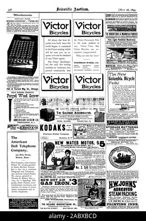 Victor Bicyclettes OVERMAN VOLANT CO. BOSTON PHILADELPHIE DETROIT NEW YORK CHICAG DENVER SAN FRANCISCO LOS ANGELES PORTLAND Victor Vélos pour pièce sombre UTILISATION 81701701RT S lOrn. Nouveau FER À GAZ DE L'AIR CHAUD S faute. Repassage sans l'utilisation d'une cuisinière et est offert par le public. Chauffe en 5 minutes et coûte 5 cents par jour à la chaleur. Vous pouvez m'envoyer une douzaine de Fers à gaz la perfection. Vendu '700 fers au charbon. S'attendre à vendre beaucoup plus de la vôtre. L'BOLGIANO CO. VENTE EN GROS ET AU DÉTAIL 415 WATER STREET Baltimore MD. Victor Victor Bicyclettes Bicyclettes 2 CIMENT SOUPLE DE MAGNÉSIE' aux inventeurs Banque D'Images