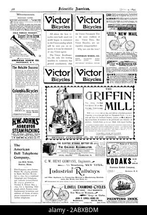 Nouveau modèle de courrier Le ColumbiaBicycles la notation succès PAPE MPG. CO. Boston New York Chicag. iiMEJ ASRESTOS0 Hartford Steam Boiler EMBALLAGE Bâtiment Toitures Revêtements Peintures liquides, Etc. Les taux d'ordinaire des bicyclettes Victor. Forcé à froid produit. AMERICAN SCREW CO. PROVIDENCE R. I. L'American Bell Téléphone Cornpany Victor Victor Bicyclettes Bicyclettes OVERMAN CO. ROUE Bicyclettes Victor GRIFFIN fractory Substances. Pulverizer de tous les Re = BRADLEY JOHN P. LOVELL ARMS CO. MASSE BOSTON Fabricants. Chlorure de l'accumulateur. Bâtiment DREXEL Philadelphie PA. jpdastrial 1e démarquant LES ENCRES D'CYCLES DIAMOND LOVELL Banque D'Images