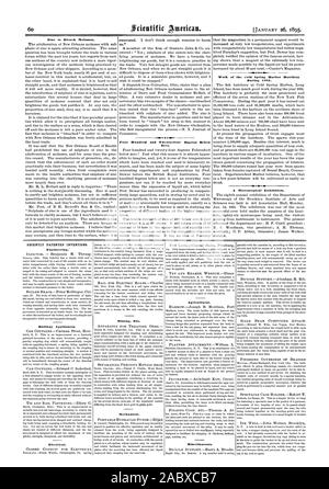 Le zinc à l'eau de Javel de la mélasse. Quatre cent vingt-quatre degrés au-dessous de zéro. Travaux de l'écloserie de Cold Spring Harbor au cours de 1894. Une exposition à l'échelle microscopique. Récemment les inventions brevetées en génie.' Couloir Appareils. Installation électrique. Mining Etc. Mécanique. Agricole. Divers., Scientific American, 1895-01-11 Banque D'Images