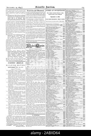 Édition du bâtiment. Pour les inventeurs. Pour qui les lettres patentes de l'United States ont été octroyées le 3 septembre 1895 &ND chaque roulement. QUELLE DATE, Scientific American, 95-09-14 Banque D'Images