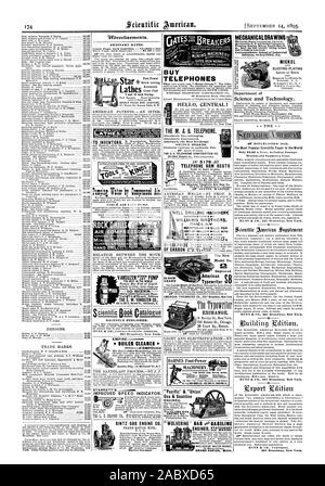 GRAND RAPIDS au Michigan. MECHANICALDRA la correspondance d'aile de l'école Sciences industrielles SCRANTON. PA. La galvanoplastie NICKEL Ministère de TH E 9.0Vertieements. Les tarifs ordinaires. Star Power tour pied décolletage automatique 9 et 12 pouces Swing. Moteur à gaz SINTZ CO. LE M. & B. TÉLÉPHONE. La CONSTRUCTION CO. TÉLÉPHONE Mr 5178 J TÉLÉPHONE BRAS REPOSE, Scientific American, 95-09-14 Banque D'Images