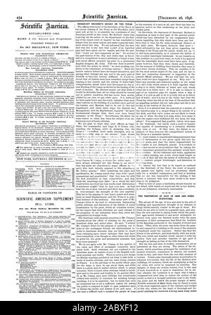 Rapport du Secrétaire HERBERT SUR LE TEXAS. Créé 1845 publiés chaque semaine au n°361 BROADWAY NEW YORK. (Mis 1S4.) Le Scientific American Supplement (créé 1576) Bâtiment Édition de Scientific American. Édition exportation du Scientific American (créé 1578) NEW YORK SAMEDI 26 DÉCEMBRE 1896. Table des matières. TABLE DES MATIÈRES DE SCIENTIFIC AMERICAN SUPPLEMENT LA PRÉVENTION DE LA ROUILLE DU FER ET DE L'ACIER DES STRUCTURES., 1896-12-26 Banque D'Images