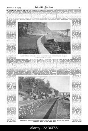 Le 6 février 1897. La HARLEM RIVER SPEEDWAY NEW YORK CITY. Supplément. SID EWALK OUEST A SOULEVÉ AU NORD DE WASHINGTON BRIDGE montrant le mur de soutènement et route inachevée à niveau. HARLEM RIVER SPEEDWAY-CHAUSSÉE INACHEVÉE AU SUD DE HIGH BRIDGE MONTRANT LA MAÇONNERIE SOLIDE DES TRANCHÉES DANS LESQUELLES de planter des arbres de l'ombre., Scientific American, 1897-02-06 Banque D'Images