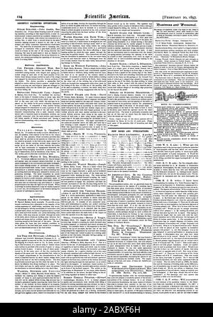 Récemment les inventions brevetées. L'ingénierie. Couloir d'appareils ménagers. Installation électrique. Agricole. Divers. ^Dersonat Ziusinesss ana., Scientific American, 1897-02-11 Banque D'Images