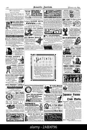 695 Water St. Seneca Falls N.Y. POULIE AMÉRICAIN CO. Le Van Norman Tour Banc universel. PIPETHREADING d'Armstrong l'COMETip DORMAN VULCANISATEURS' ViKERS. CRUSHER MA FRASER&CHALMERS.chicago.ill.U.S.A. Qui sont 'Choses' bon marché BONBONPAS MALMOYEN &travail expérimental modèle ''' 0 0 CO) de moteur à essence moteur à essence gaz Weber & Co. Kansas City marques brevets japonais ve. Mm. MUNN & COMPANYIFFORATP PERF TÉLÉPHONE OUEST CONSTRUCTION CO. 250-254 South Clinton Street Chicag POUR ÉCLAIRAGE ÉLECTRIQUE. La Reine Acme n° 5 pour les ouvriers en électricité électricité Microscope 6COMME UAPOR ou moteurs pour bateaux à rame ou Banque D'Images