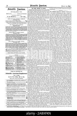 Publié chaque semaine au n°361 BROADWAY NEW YORK. Conditions POUR LE SCIENTIFIC AMERICAN. (Créé 1543). Le Scientific American Supplement (créé en 1876) Building Édition de Scientific American. (Créé 1553). Édition exportation ot le Scientific American (créé 1575) Contenu. TABLE DES MATIÈRES DE Scientific American Supplement N 1123. Pour la semaine se terminant en juillet 1897. Je, 1897-07-10 Banque D'Images