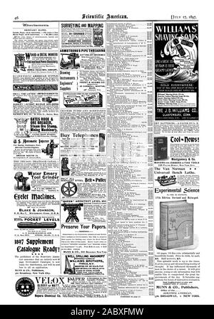 ROCK & PORTES COUPE-minerai minerai vapeur Stamp Extraction minière TAUX ORDINAIRE. Page intérieure chaque insertion - 75 cents une ligne arrière Page chaque insertion - $1.00 une ligne HAV LES DERNIÈRES AMÉLIORATIONS. l'ASHLEY JE-tétine AVENT PORTEURS OOD OU PETRI. L'eau travailleurs Emery Meule W. F. & JNO. BARNES CO. Eyelet machines. BLAKE & JOHNSON TRANSITS ET DES INSTRUMENTS DE MISE À NIVEAU. Butomatic 37Injecteur atAr ARMSTRONG'S PIPE THREADING TRONÇONNEUSES Bridgeport Connecticut Instruments t Dessin Fournitures des ingénieurs j c Frost & ADAMS CO. Importateurs. 39 CORNHILL MASSE BOSTON. HOUTS TÉLÉPHONE AUTOMATIQUE SEULEMENT TOUS LES PRÉS Banque D'Images