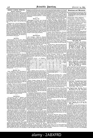 Récemment les inventions brevetées. Installation électrique. Les vélos Etc. Agricole. Divers. Nouveaux livres etc., Scientific American, 1897-08-11 Banque D'Images