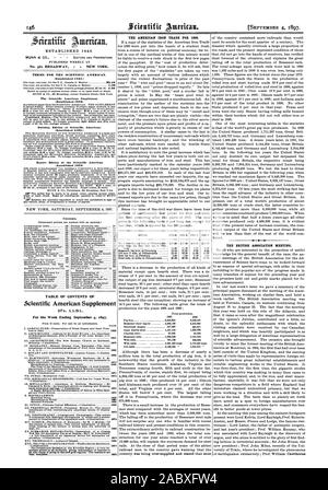 Le 4 septembre 1897. Créé 1845 no 361 BROADWAY NEW YORK. Conditions POUR LE SCIENTIFIC AMERICAN. (Mis 1S45.) Le Scientific American Supplement (créé en 1876) Building Édition de Scientific American. (Mis 1SS3.) Édition exportation du Scientific American (créé 1578) Contenu. TABLE DES MATIÈRES DE Scientific American Supplément No 31. tous ceux qui pense que d'aller à l'or nouvelles régions. - Les statistiques sont très complets EON L'AMERICAN IRON COMMERCE POUR 1896. La réunion de l'Association britannique, 1897-09-04. Banque D'Images