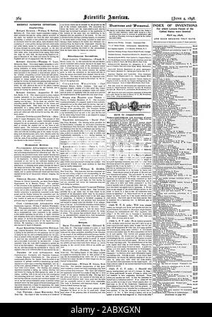 Récemment les inventions brevetées. L'ingénierie. Des dispositifs mécaniques. Dispositions diverses inventions. Dessins et modèles industriels. Ziusiness «WersonaL d'Arta. Conseils pratiques à l'intention des correspondants. INDEX DES INVENTIONS pour lesquelles Lettres patentes de l'United States ont été octroyées et chacun portant cette date., Scientific American, 1898-06-11 Banque D'Images