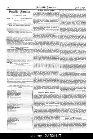 Publié chaque semaine au n°361 BROADWAY NEW YORK. Le Scientific American Supplement Building Édition de Scientific American. Édition exportation des matières Scientific American. Et l'ARMÉE DE DÉFENSE DE LA CÔTE. La défense de l'ARMÉE ET DE LA COMPLÉTER. COURAGE dans la guerre moderne. Le suc gastrique en thérapeutique. 1898-07-09 1845, établi Banque D'Images