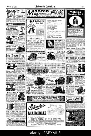 Meule W. F. & 1NO BARNES CO. 1999 Ruby St. Rockford Illinois puits artésien PIERCE et de gaz à des fins d'alimentation du moteur. Pour les travaux de précision tours à Seneca Falls BUT. 695 rue de l'eau CO. Seneca Falls, New York) États-Unis A. AUTOMOBILES en sixième année de service. Quarante MILES SUR UNE SEULE CHARGE. ELECTRIC VEHICLE CO. HARTFORD CONN. BORDEN & SELLECK CO. - 48-50 RUE DU LAC CHICAG MALADE. A. LESCHEN & SONS ROPE CO. DE FABRICANTS LESCHEN CO. POUR CÂBLE MÉTALLIQUE AÉRIENNE BREVETS TRAMWAY. Les '' trois Wolverine WOLVERINE MOTOR WORKS Grand Rapids Michigan SAYE VOTRE CARBURANT, Scientific American, 1901-1904-06 Banque D'Images