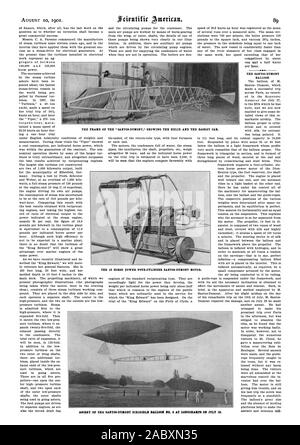 Le SANTOS-DUMONT BALLON. Les 16 CHEVAUX DE PUISSANCE QUATRE CYLINDRES SANTOS-DUMONT MOTEUR. Ascension du ballon dirigeable SANTOS-DUMONT N° b À LONGOILAMPB LE 12 JUILLET., Scientific American, 1901-08-10 Banque D'Images