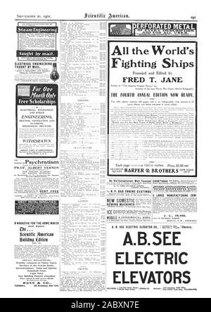 Métal perforé ET POUR TOUS LES 'UTILISER S. les navires uirlandes électriques FRED T. JANE LA QUATRIÈME ÉDITION ANNUELLE maintenant prêt. RUDOLF AtOSSE Cologne Allemagne. H. P. MOTEUR GAZ CASTINGS J. L. 70460 BERLIN S. W. L'Allemagne. NIIMIMm NOUVEAUX A.B.VOIR ELECTRIC ELEVATORS 220 Broadway New York. Stearn. pentics génie enseignés par mail. Génie électrique DONNÉ PAR MAIL. PROF. Le Vernon Vernon ALBERT ACADEMY OF SCIENCES MENTALE. à Rochester. N. C. occupant l'Observatoire Warner. Le xxe siècle' SHEET METAL NOUVEAUTÉS'. Scientific American Building Edition VOL. 31. adresse Munn di Co. 361 Broadway Banque D'Images