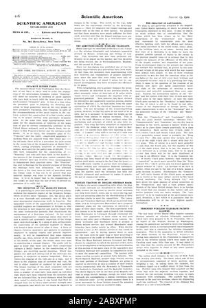 SCIENTIFIC AMERICAN n°3'1 Broadway New York DYNAMITE CRUISER FIASCO. L'INSPECTION DU PONT DE BROOKLYN. L'ARMSTRONG ORLING télégraphe sans fil. La TRACTION ÉLECTRIQUE SUR LES ROUTES DE BANLIEUE ANGLAISE. Le PLUS GRAND DES cuirassés. Télégraphie SANS FIL, FESSENDEN BREVETS ADMIS., 1902-08-23 Banque D'Images