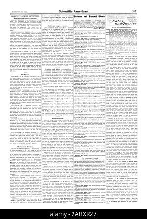 -Récemment des inventions brevetées. Des améliorations techniques. Le matériel. Des dispositifs mécaniques. Couloir Itnprovements. Divers. Entreprise et Personnel veut. Des notes et des requêtes, Scientific American, 1902-11-08 Banque D'Images