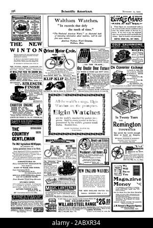 La célèbre gamme ACIER WILLARD J 1902 SCIENTIFIC AMERICAN INC. La nouvelle WINTON LE WINTON MOTOR CARRIAGE CO. NEW YORK CHICAGO BOSTON PHILADELPHIE IL VA VOUS PAYER POUR NOUS CONNAÎTRE. BUFFALO & PATTERN WORKS Buffal N. Y. : $250.00 VVALTHAM MFG. CO Waltham Mass. dialogue. En plus des erreurs à la tête du bureau de notre commerce four double porte de bois ou charbon dur et souple. Four EN ACIER DE RANG AVANT CO. Social et usine 2301-9 Lucas Av. Saint Louis LA NOUVELLE ANGLETERRE VE WATCH CO. Usines : WATERBURY CONN. U. S. A. de cerveaux (I CORTEZ CIGAR CO. KEY WEST Barclay Street NEW YORK 124 La Salle St Banque D'Images