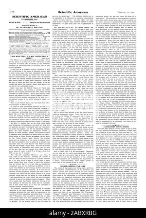 SCIENTIFIC AMERICAN A ÉTABLI 1845 publiés chaque semaine au n°361 Bros3.ent.y. New York ' COMBIEN EST UNE INTERDICTION DE MIEUX QU'UN JEU DE GUERRE ALLEMAND-américain. Un piston réfractaire nécessaire., 1903-02-14 Banque D'Images