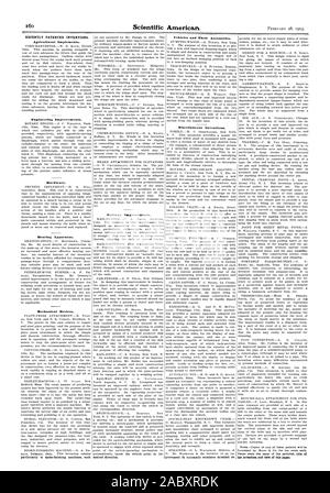 Récemment les inventions brevetées. Des outils agricoles. Des améliorations techniques. Le matériel. Appareil de chauffage. Des dispositifs mécaniques. Couloir des améliorations. Les inventions diverses. l'invention et la date de Ms. papier, Scientific American, 1903-02-28 Banque D'Images