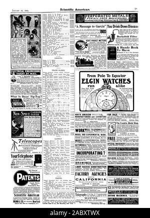 9 MANUFACTURIERS ET EXPORTATEURS DU CANADA M. A. SERAFINI Rivadavia St. 775 Buenos Aires Argentine modèle et le travail expérimental. & Le travail expérimental. OTTO KONIGSLOW Cleveland Ohio. L'intégration ? Société du Delaware COMPANY 928, rue du marché la Wilmington Delaware MICHIGAN NOVELTY WORKS Kalamazo Midi. Agences d'USINE CALIFORNIE ek FOWLER FOWLER General Delivery Oakland California ARTICLES BREVETÉS ETC. de plus en plus voulu partir & Co. Scientific American Office. 861 Broadway New York. LOOP-LOCK MACHINE COMPANY Waltham Mass. le modèle Franklin Shop. PARSELL dc MODÈLES MAUVAISES HERBES 970 HAMILTON ST. CLEVELAND 01-410. Trop Banque D'Images