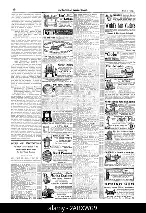 INDEX DES INVENTIONS non-suspension frein broutement B. C. Taylor 762900 mètres POCHE KENT Le Franklin Dynam M fixation poignée . E. Mohr Ird'sticlathes POUR DES TRAVAUX DE PRÉCISION SENECA FALLS MFG. ATHESTOOLP CO.-sit.SEUFFEFLIES OhiU Toled.SA SIMPLICITÉ MASSE BOSTON. Pignons coniques SILENCIEUX LE NOUVEAU PROCESSUS RAWHIDE CO. Syracuse N. Y. 'RE LIAB LE' Boston Co. moteur à essence 4 temps réversible Moteurs Marine Co. 45 ROYAL Golden Hill St. Bridgeport. Printemps Conn. HUM Visiteurs foire mondiale de moteurs marins C Globe Philadelphie Pa. JE WASHINGTON IRON WORKS Apple. R ; le i. Filière BREVET FORBES Banque D'Images