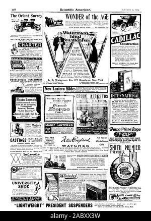 Merveille de l'âge l'Orient Surrey dinary notes. WALTHAM Waltham MANUFACTURING CO.. Mass. CASTINGS L. E. ATTENTION AUX IMITATIONS Waterman Co. 173 Broadway LE POUR VOUS 138 Montgomery Street San Francis.c New York Cal. C'est tor i INTERNATIONAL 25000 NOUVEAUX MOTS Etc. 9owehifire2ope:36 . tOMFLETE OUTFIT - je . Oublier PAS PLUS . : VVAT'CHES DÉPARTEMENT ÉLECTRIQUE UNE MERVEILLEUSE Aide pour BusyoMen un cadeau de Noël idéal Premier Typewriter Co. Le Smith Accueil Social et usine Syracuse N. Y. SMITH PR TYPERIT PLUS PUISSANT DES CÂBLES D'ACIER FAIT BRODERICK& BASCOM ROPE CO. ST.LOUISMO. Écrit COPIES NOIR PURPLE DixonS Banque D'Images