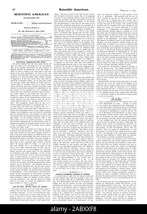 SCIENTIFIC AMERICAN n° 361 Broadway New York PEUVENT LA FLOTTE DE PORT ARTHUR ÊTRE SOULEVÉES1 AUTOMOBILE DU MONDE RECORDS EN FLORIDE., 1905-02-04 Banque D'Images