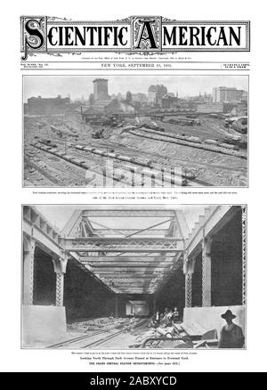 Voir à la sud-ouest montrant l'objet de fouilles à l'est partie de la cour à l'avant-plan ; et la présente cour et gare à la droite. Le bâtiment couvre huit acres et la cour cinquante-six acres. Cientifique MERICAN, Scientific American, 1905-09-16 Banque D'Images