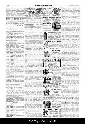 Entreprise et Personnel veut. et des requêtes et des tours du moteur PIED MACHINE SHOP TENUES OUTILS ET FOURNITURES. Les meilleurs matériaux. Meilleur tour SEBASTIAN CO. 120 rue du ponceau Cincinnati 0. Polissage abrasif de Springfield et de blocs. Le Springfield Tire and Rubber Co. f L'OBER-Bois TOURS Compteurs machines de travail FONCTIONNE UN MOTEUR WOLVERINE WOLVERINE ARGENT BOUILLOIRE CHICAG MALADE. Le "LEADER CLAVDE SINTZ Brûleur gaz Dynamos MOTEURS LE CARLISLE & Finch Co. 233 E. Clifton Ave., Scientific American, 1905-14 Banque D'Images