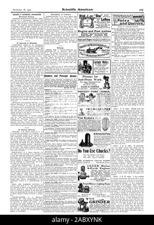 D'intérêt pour les agriculteurs. D'Intérêt Général. Concernant les véhicules. Dessins et modèles industriels. Entreprise et Personnel veut. sary pour donner le numéro de l'enquête. MUNN .8 : CO. et moteur Tours PIED MACHINE SHOP tenues. Outils et fournitures, MEILLEURS MATÉRIAUX. Mieux travailler MIANSHIP. De CATALOGUE DE LA POMPE D'ALIMENTATION - parfait. "O ? Mandrins Utilisez-vous ? CHAS. J. JAGER CO. Transport Moteurs Pour Location Contact ou Jump Spark kg Notes et Querzes EST GRINDER. Pour les travaux de précision Presses pour Sub-Press Travail. Cinq tailles. Sub-Presses et outils pour acheter. BLAKE & JOHNSON PHONOCRAPHS EUGENE CLINE dz SOCIÉTÉ. 50, rue d'HL LE Chicag Dearborn Banque D'Images